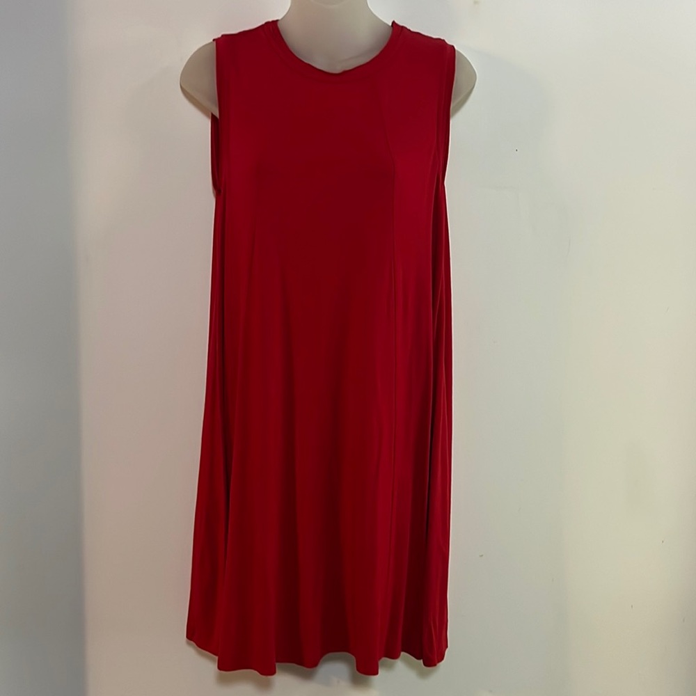 1.STATE Dress Women's Size S Vibrant Red Knit A-Line Swing Dress Key Hole Back
